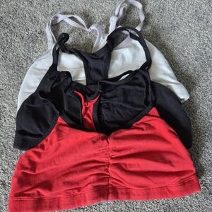 Set of Three Sports Bras - Red, Black, White